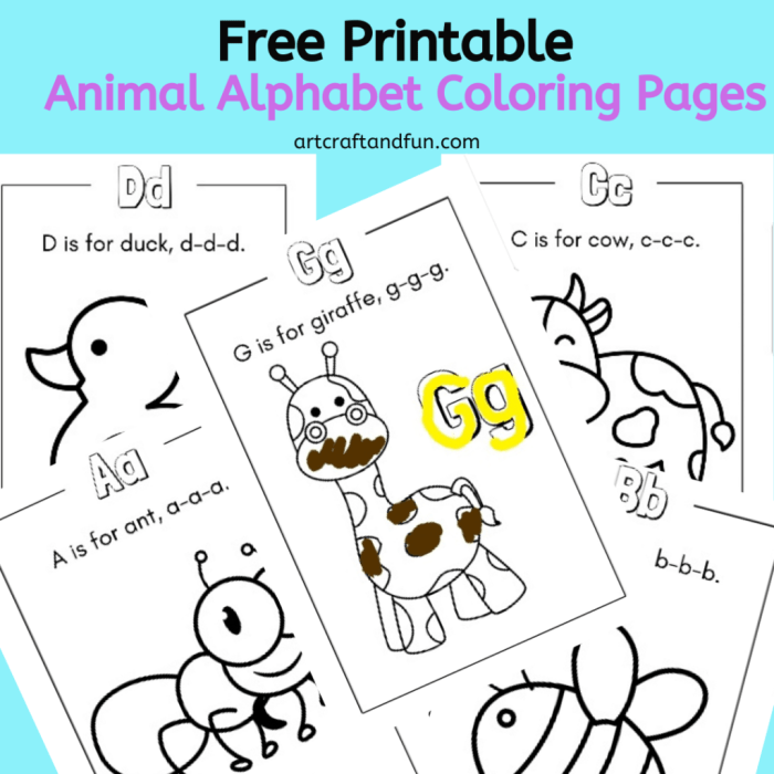 Free coloring pages alphabet animal coliring