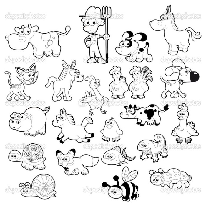 Animal groups coloring sheet