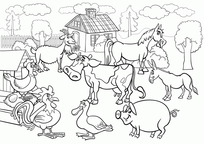 Animal coloring pages farm