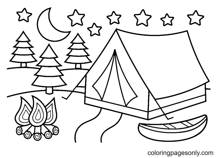 Animals and tent coloring sheet