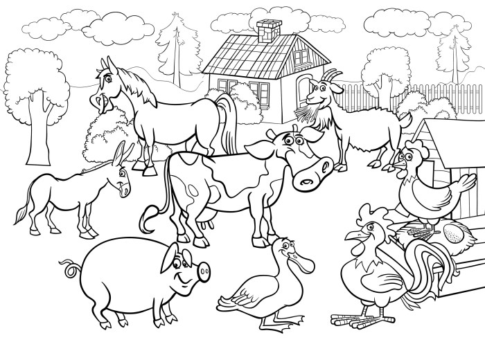 Animal coloring pages farm