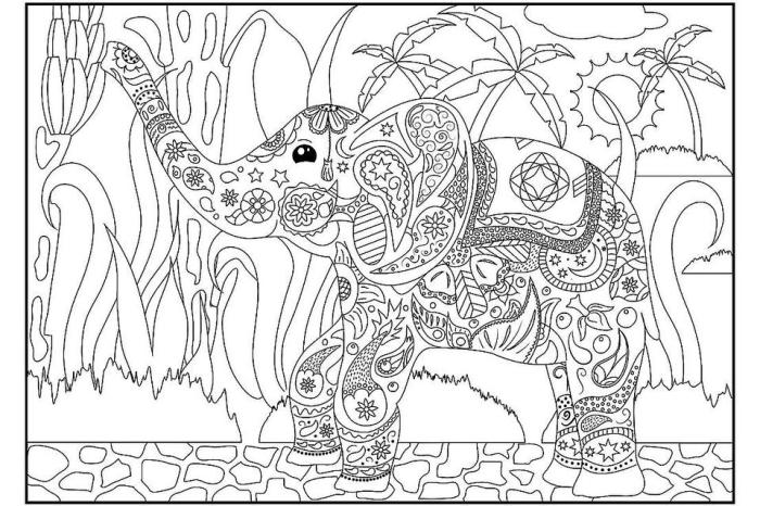 Animals coloring pages to print elephant