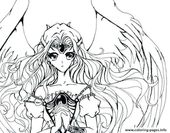 Anime angel coloring pages cute