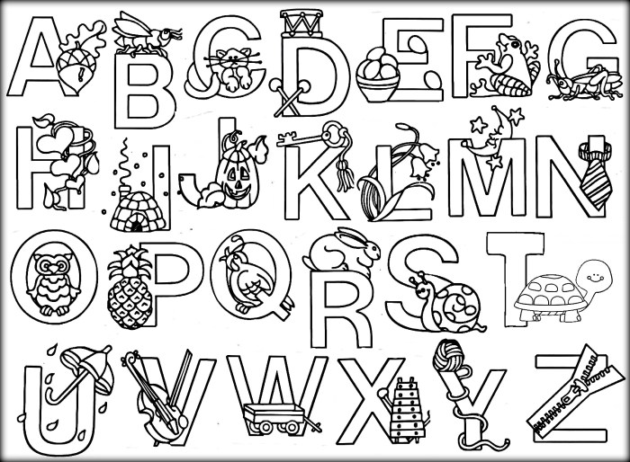 Animal alphabet letter coloring pages