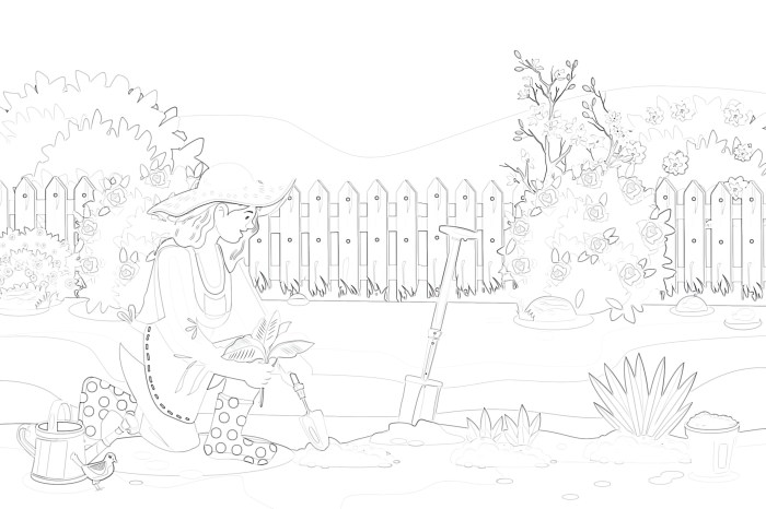 Animals in the back yard coloring page