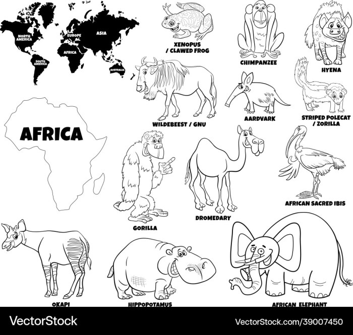 Animals from tanzania serengeti coloring pages