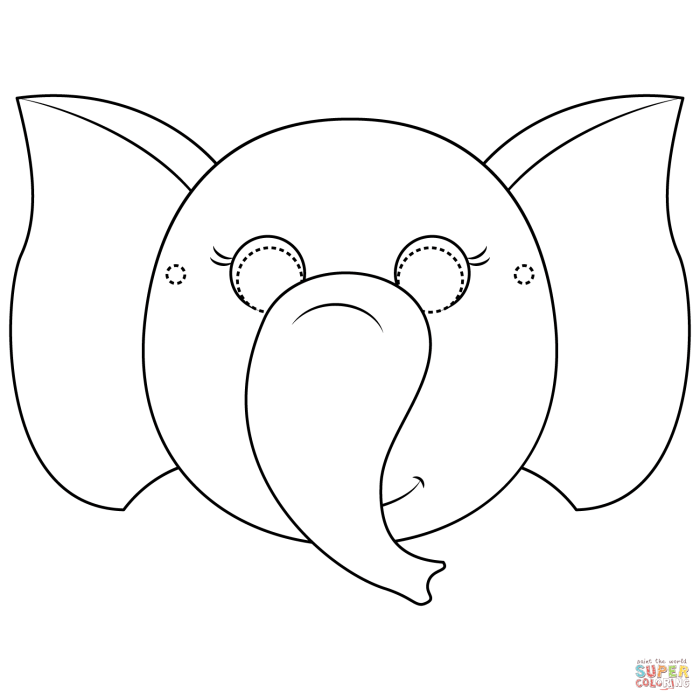 Animal face coloring simple mask elephant