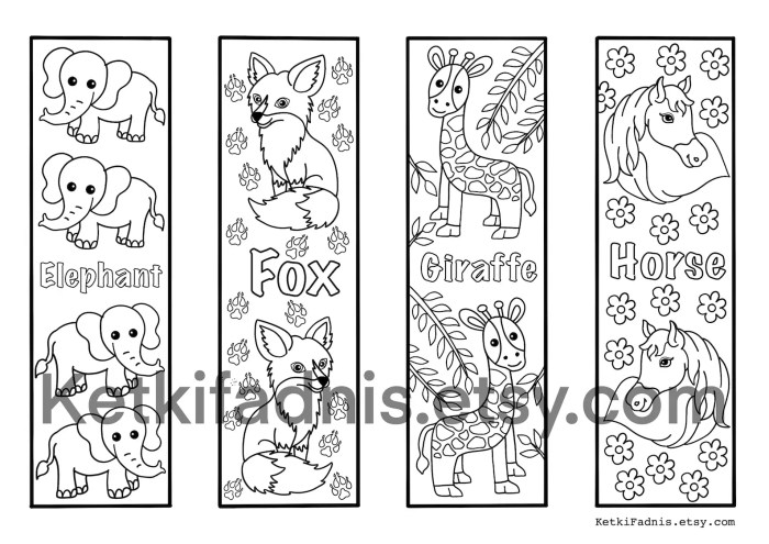 Free printable coloring bookmarks animal