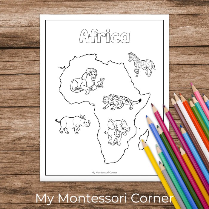 Animals by continent coloring pages