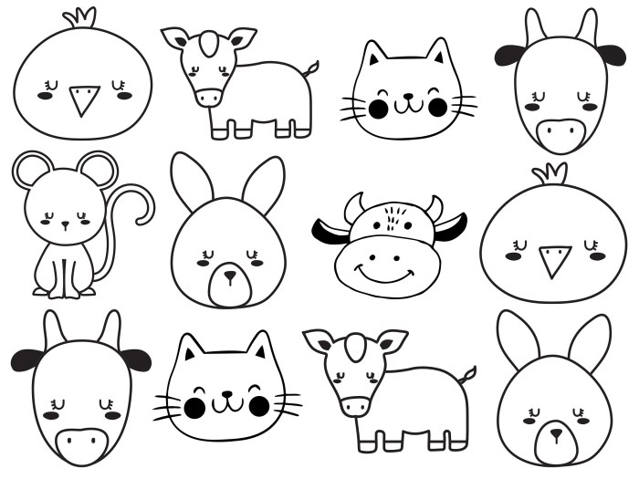 Animals faces for coloring