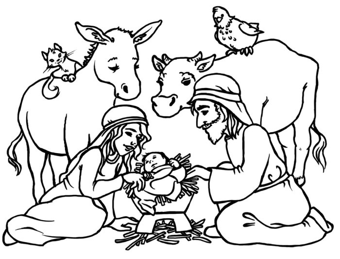 Nativity scene animals coloring pages