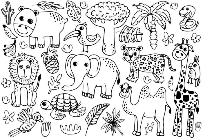 Coloring book wild animals safari