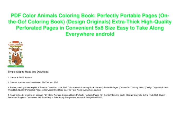 Color animals coloring book: perfectly portable pages