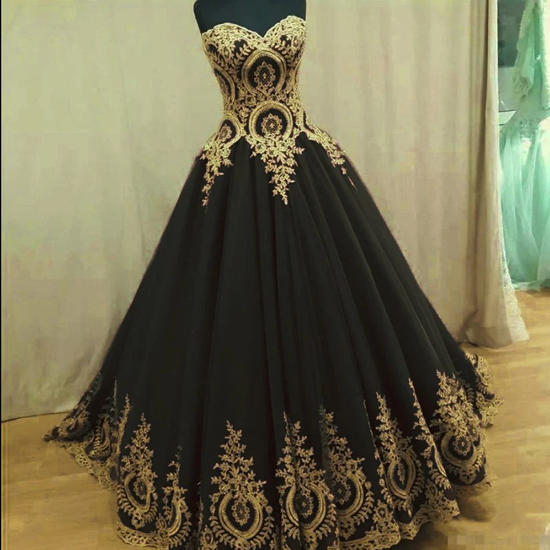 Black and gold dresses for wedding