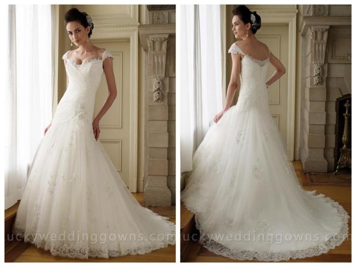 Dropped waist wedding dress