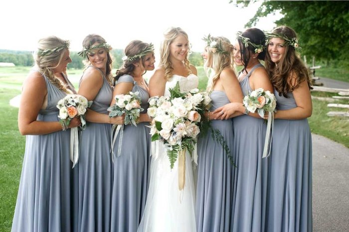 Dusty blue wedding guest dress