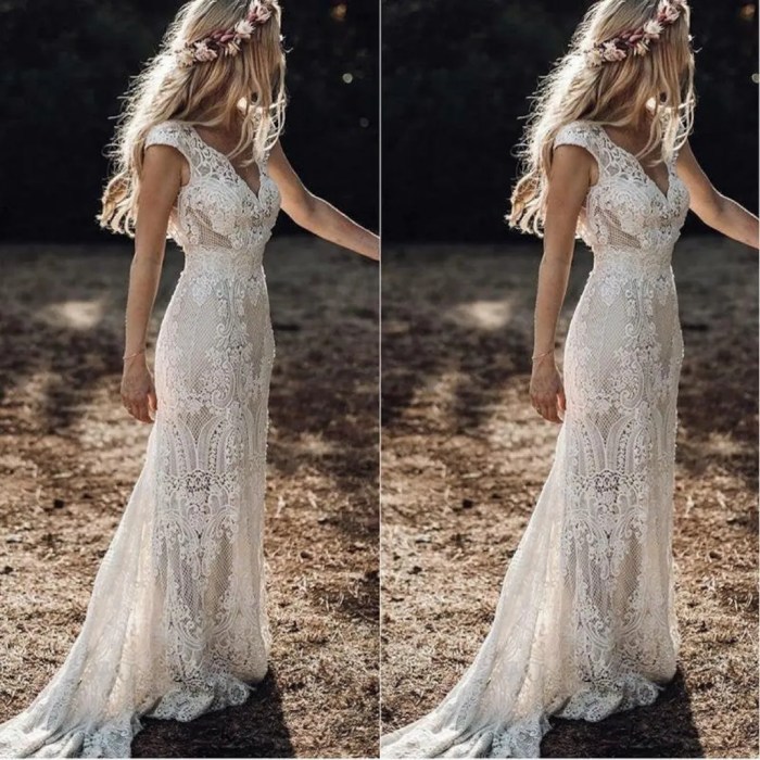 Boho bohemian ivory gown