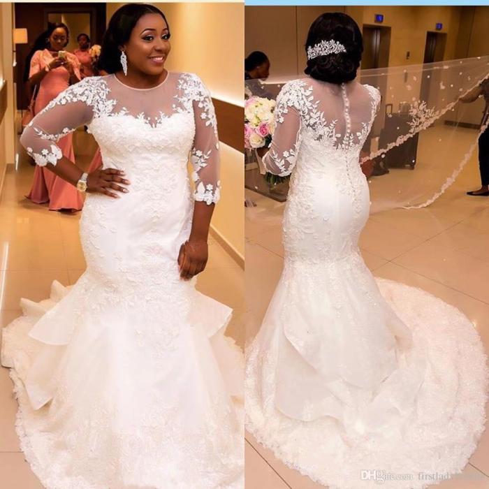 Plus size mermaid wedding dress