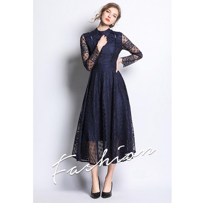 Long sleeve midi dress for wedding guest